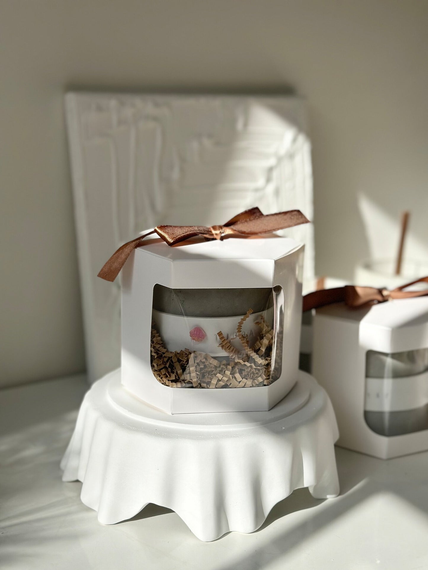Concrete Jar with Leather Belt, Custom Engraving