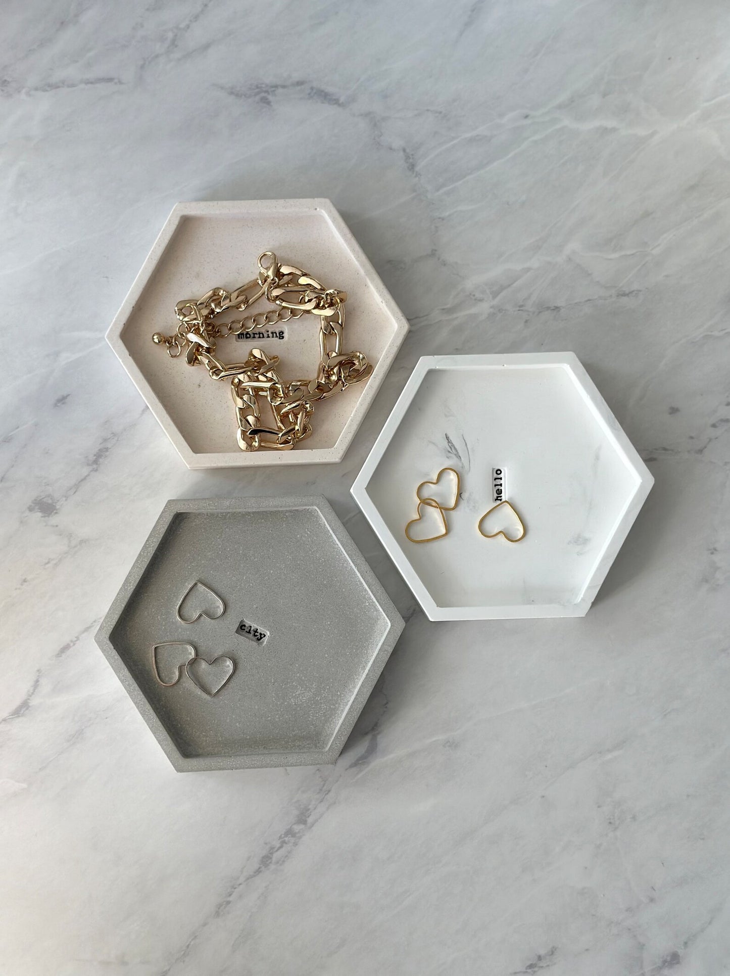 Hexagon Tray with Engraved Letters