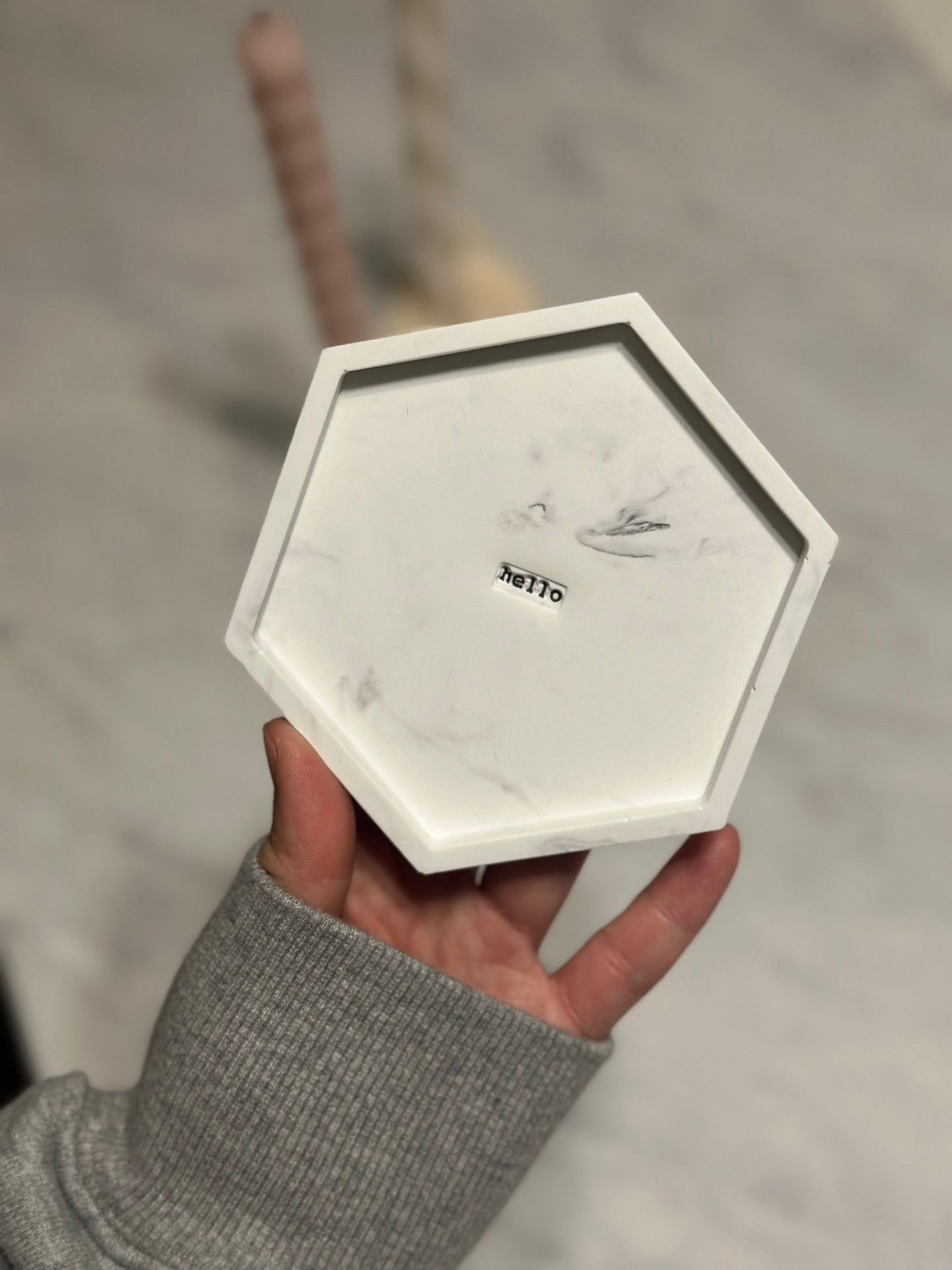 Hexagon Tray with Engraved Letters
