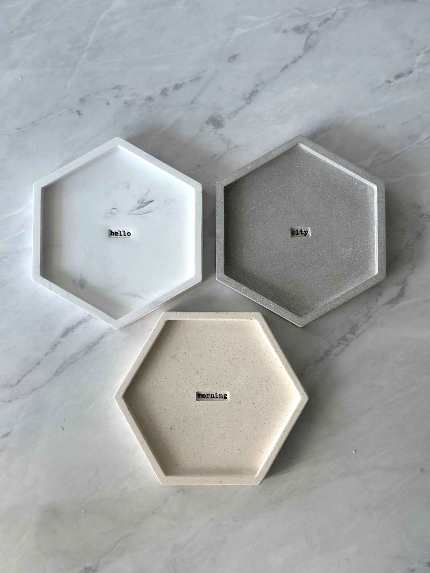 Hexagon Tray with Engraved Letters