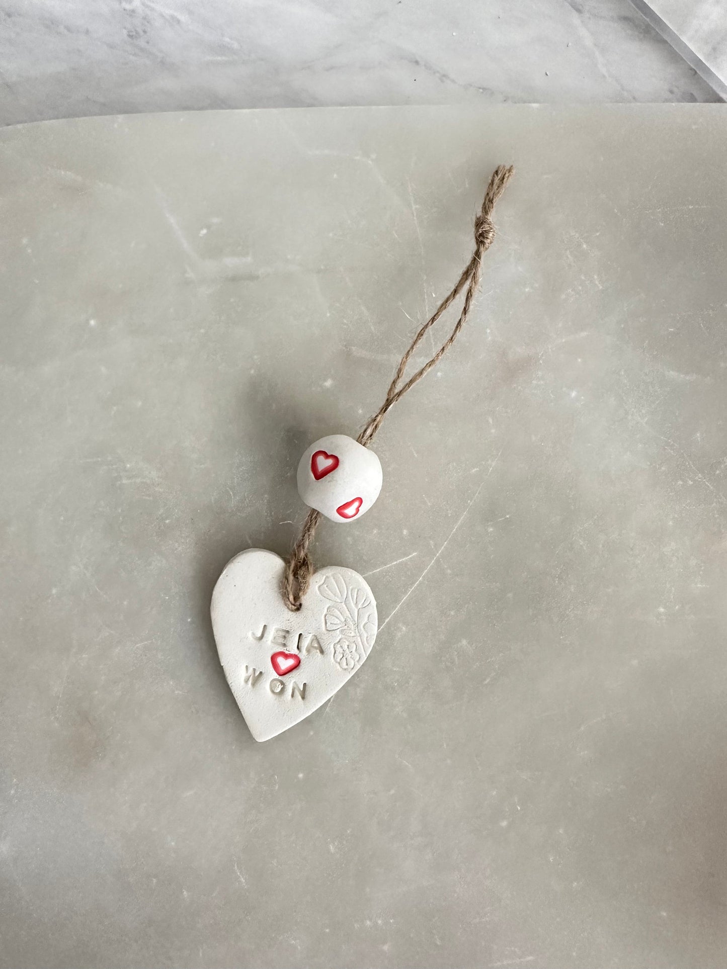 Custom Clay Heart Name Tag
