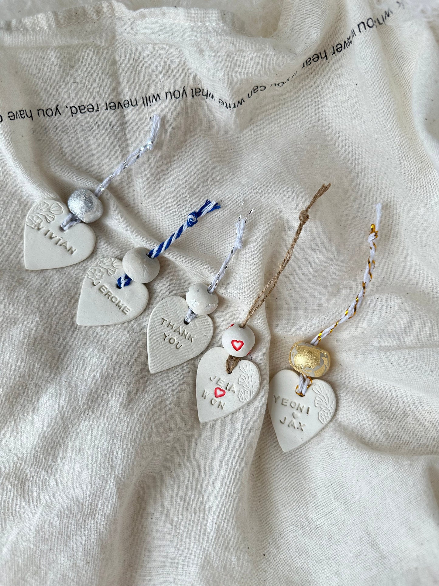 Custom Clay Heart Name Tag