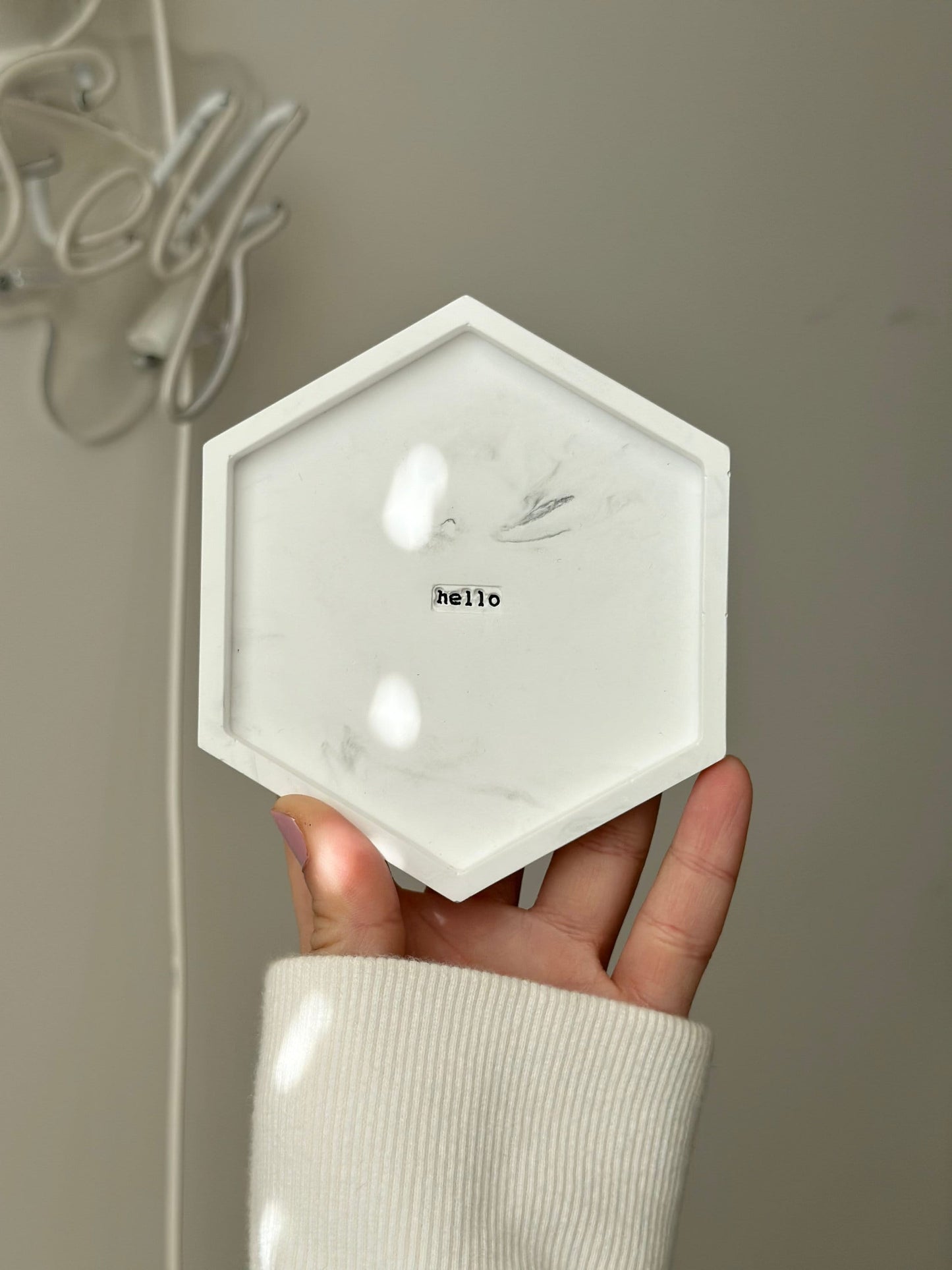 Hexagon Tray with Engraved Letters