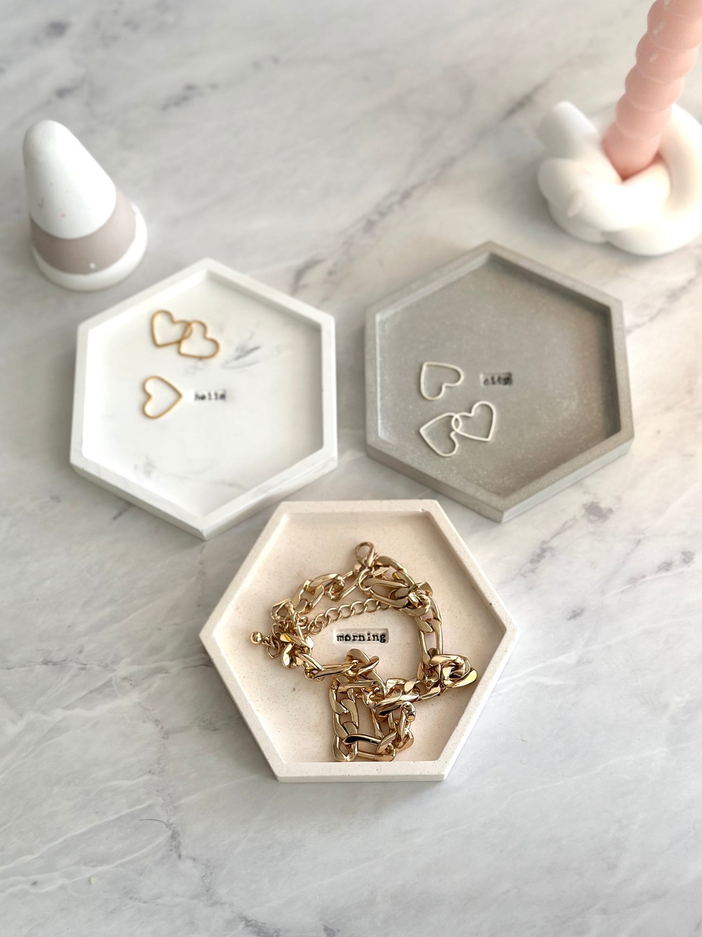 Hexagon Tray with Engraved Letters
