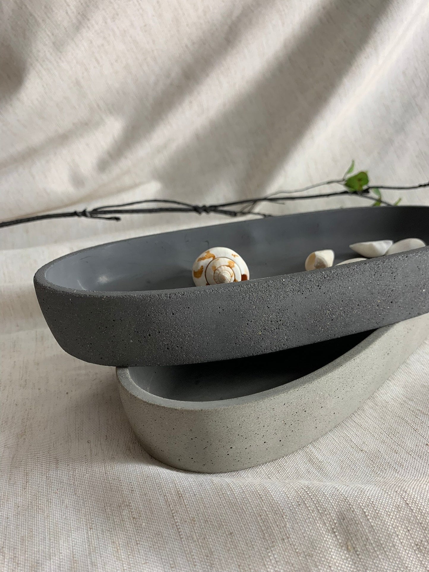 Concrete Oval Bowl