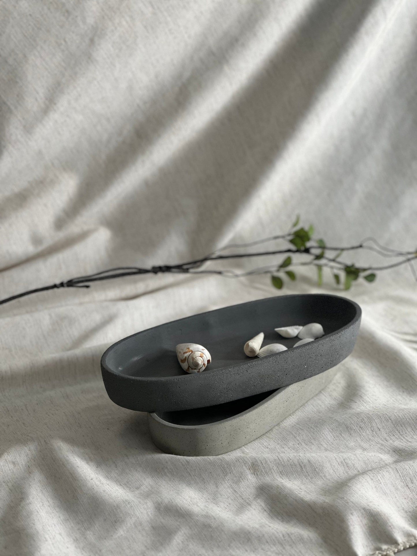 Concrete Oval Bowl