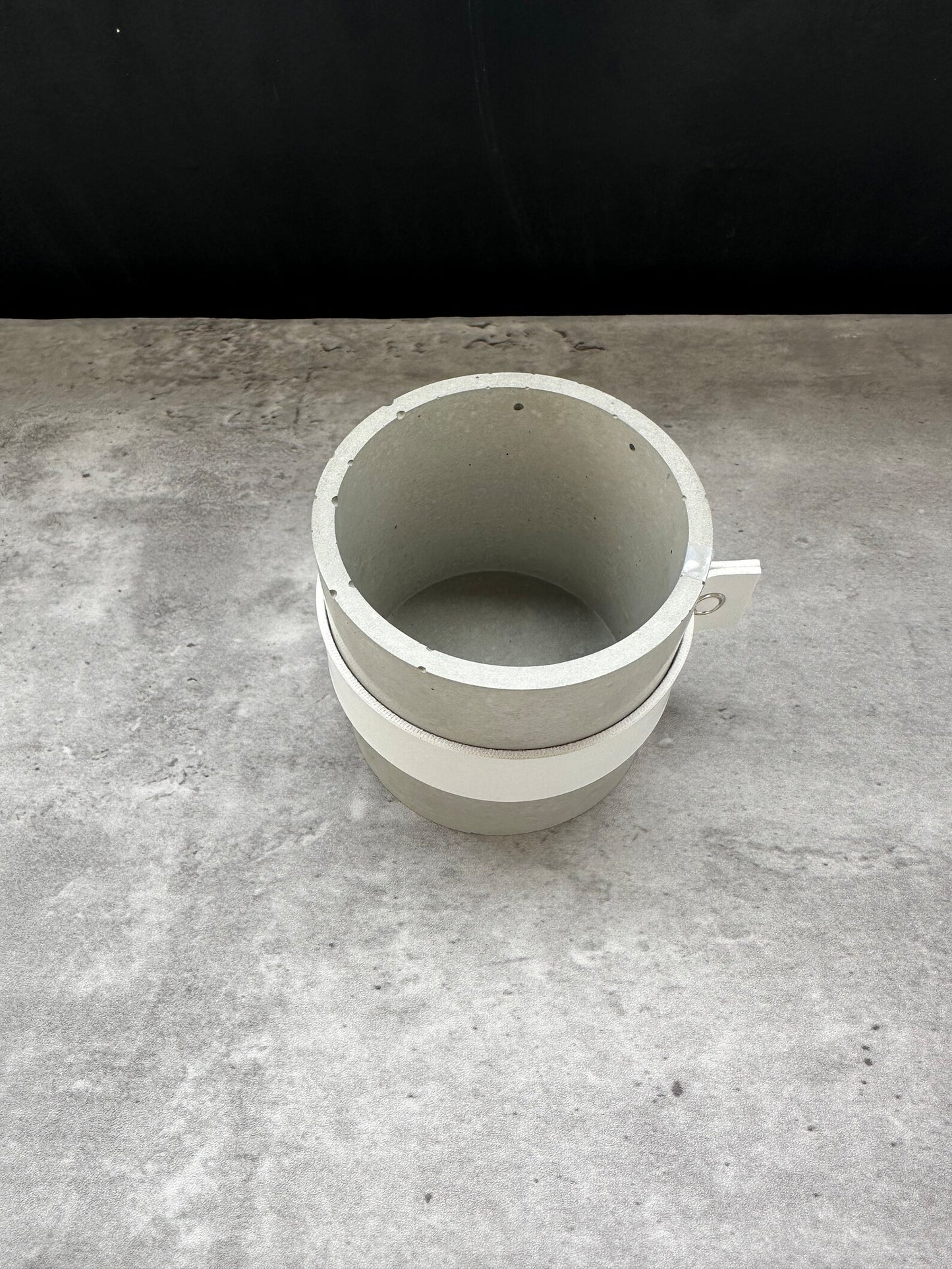 Concrete Jar with Leather Belt, Custom Engraving