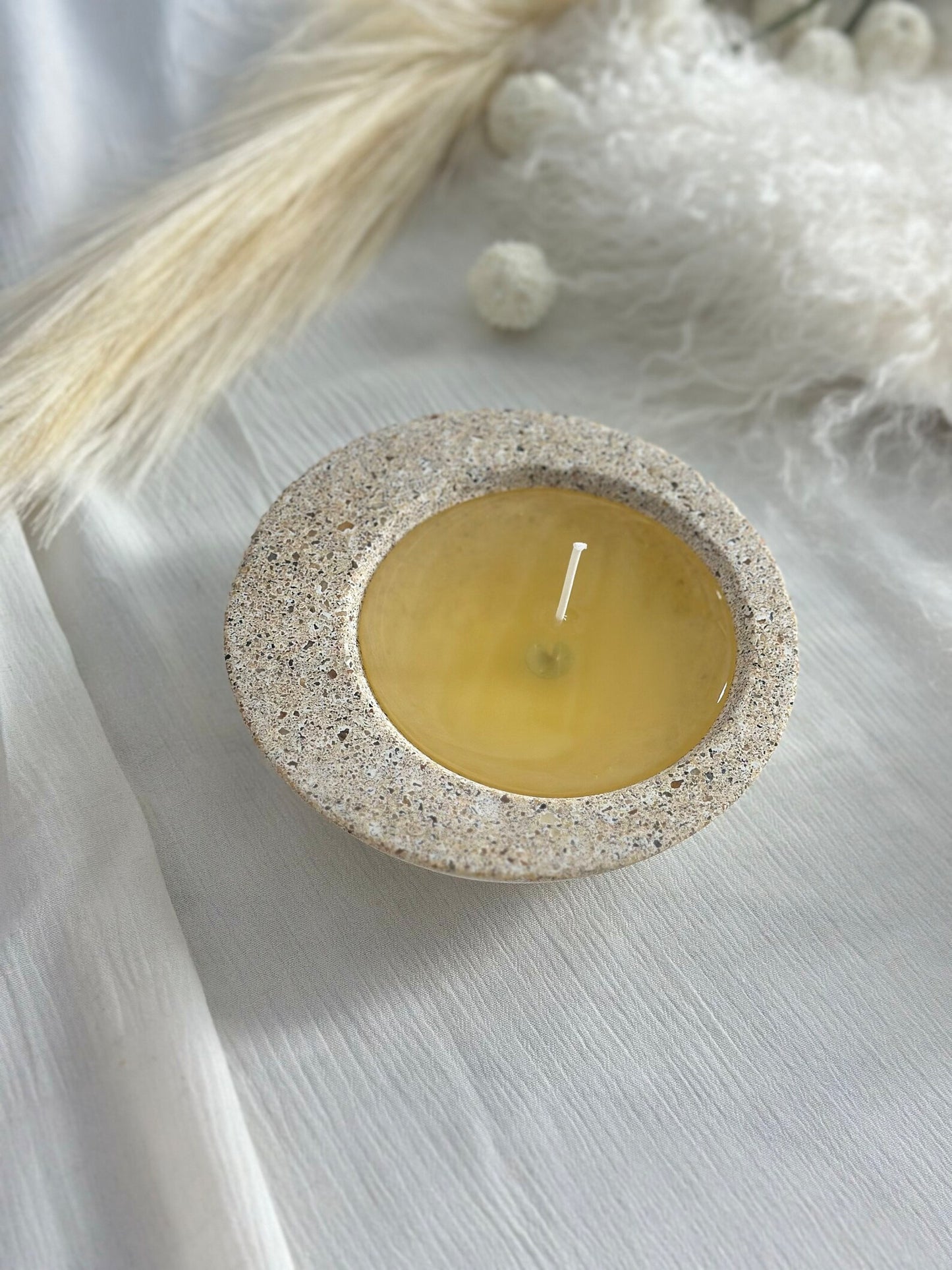 Wide Rim Stone Feel Bowl Candle