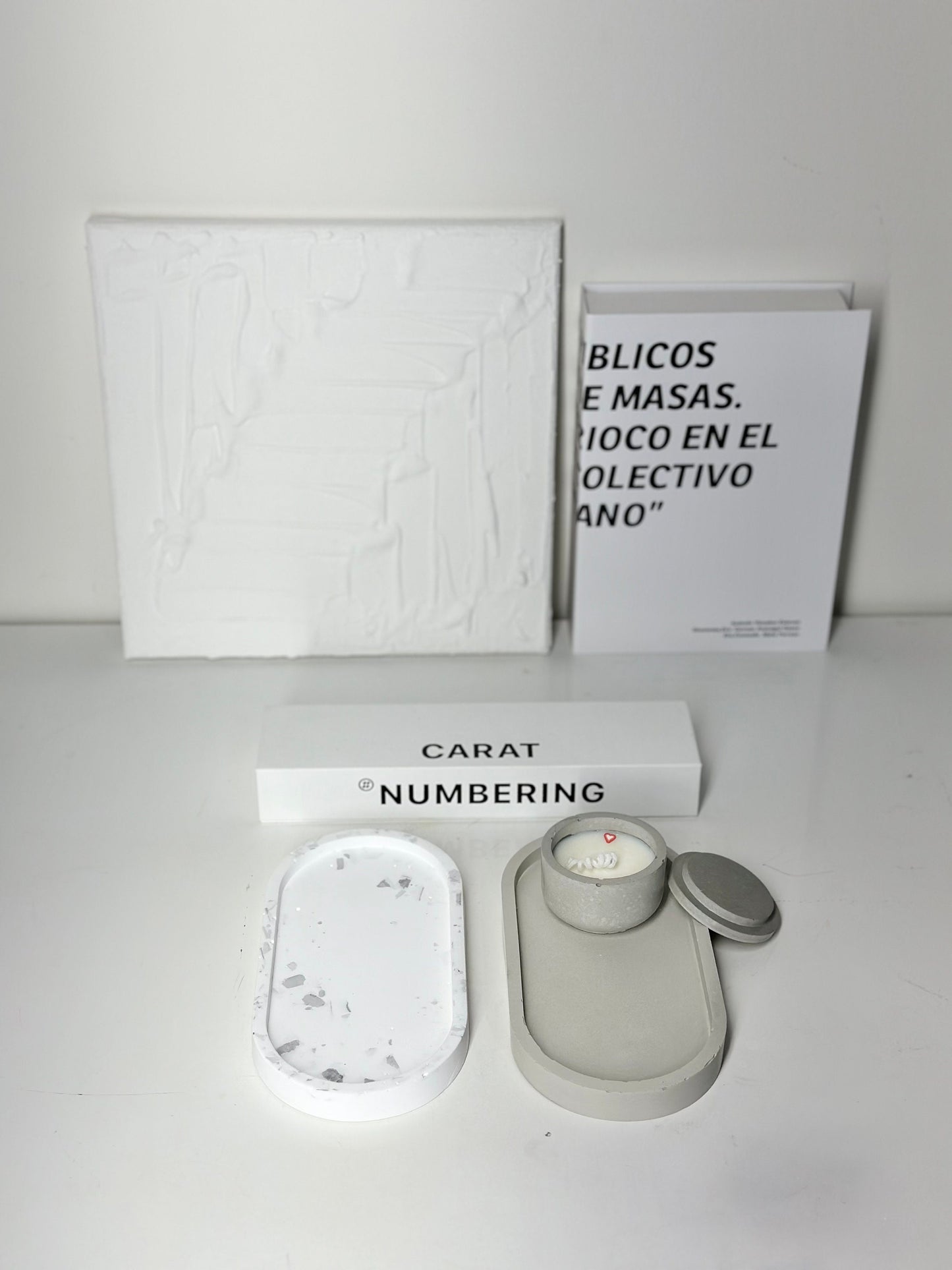 Terrazzo Oval Tray and Concrete Tray with Mini Candle