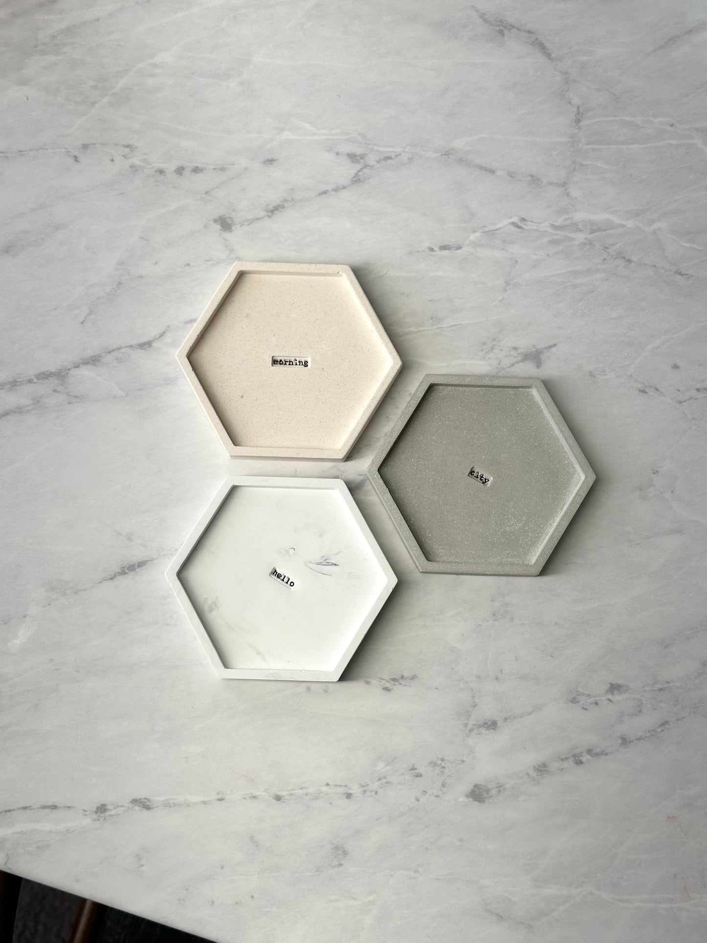 Hexagon Tray with Engraved Letters