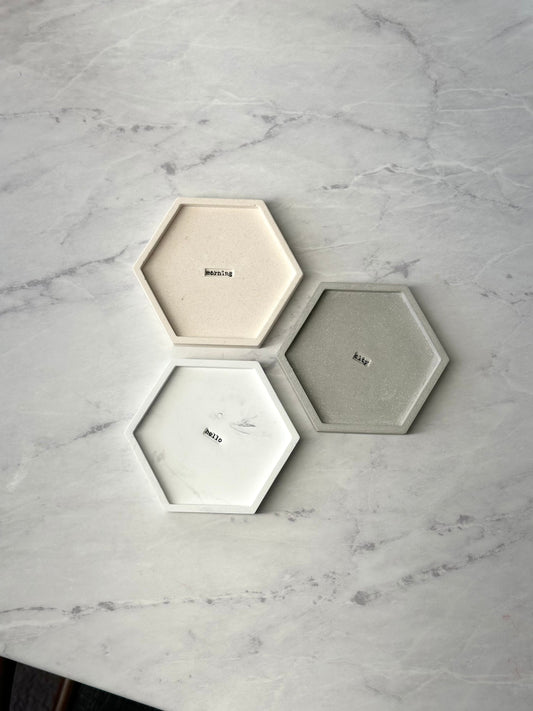 Hexagon Tray with Engraved Letters